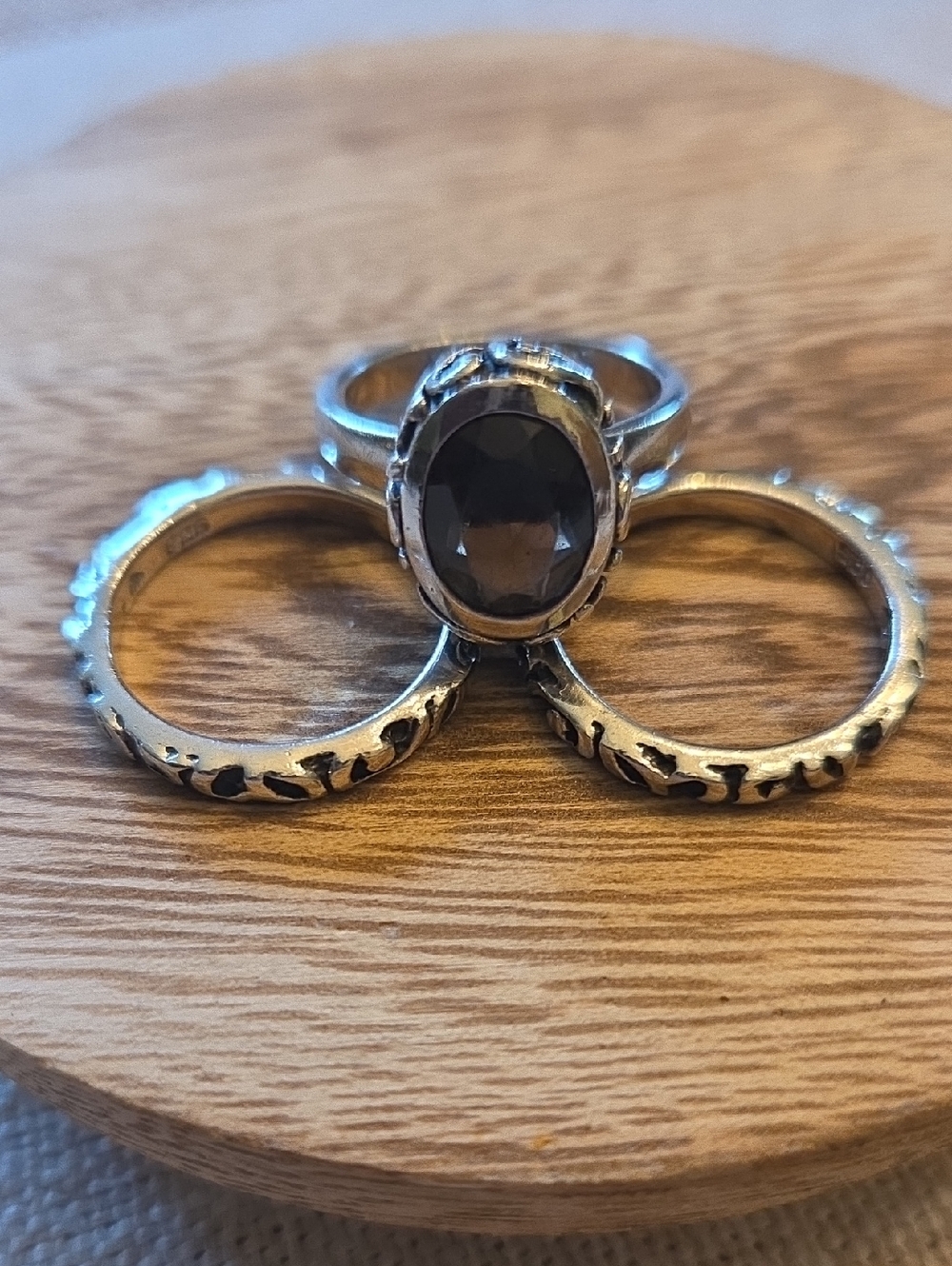 SILPADA Sterling Silver Brown Quartz Stackable Ring Set Size 7